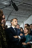 Emmanuel Macron visits a military camp