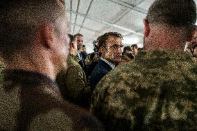 Emmanuel Macron visits a military camp