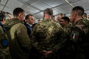 Emmanuel Macron visits a military camp