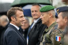 Emmanuel Macron visits a military camp