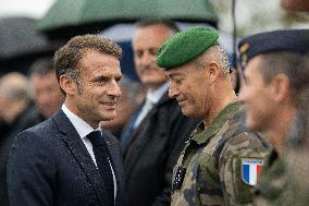 Emmanuel Macron visits a military camp