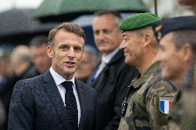 Emmanuel Macron visits a military camp