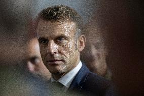 Emmanuel Macron visits a military camp