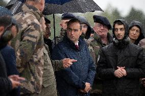 Emmanuel Macron visits a military camp