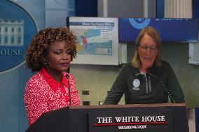 White House Press Secretary Karine Jean Pierre Briefs The Press Corps On Hurricane Milton Preparations