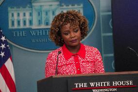 White House Press Secretary Karine Jean Pierre Briefs The Press Corps On Hurricane Milton Preparations