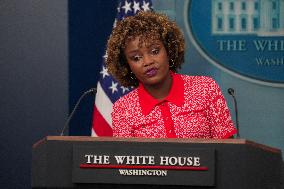 White House Press Secretary Karine Jean Pierre Briefs The Press Corps On Hurricane Milton Preparations