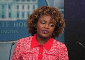 White House Press Secretary Karine Jean Pierre Briefs The Press Corps On Hurricane Milton Preparations