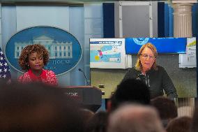 White House Press Secretary Karine Jean Pierre Briefs The Press Corps On Hurricane Milton Preparations