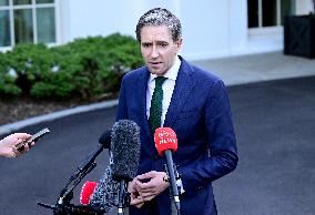 Simon Harris Speaks to Reporters following Biden Meeting