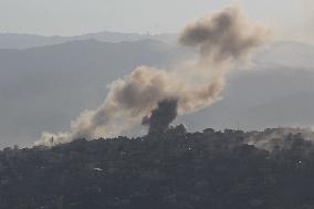 Smoke Rises Following An Israeli Airstrike - Khiam