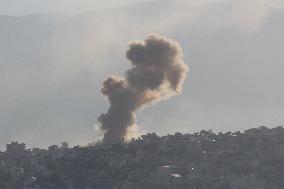 Smoke Rises Following An Israeli Airstrike - Khiam