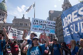 Demonstration Against The Veto Of The University Financing Law In Argentina