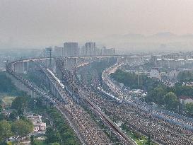 A Bullet Train Runs in Nanjing