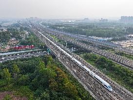 A Bullet Train Runs in Nanjing