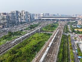 A Bullet Train Runs in Nanjing