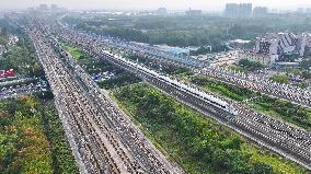 A Bullet Train Runs in Nanjing