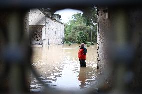 Storm Kirk Causes Flooding Of The Grand-Morin River - Pommeuse