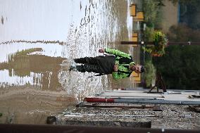 Storm Kirk Causes Flooding Of The Grand-Morin River - Pommeuse