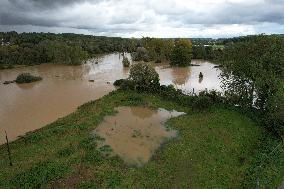 Aerial views - Storm Kirk Causes Flooding Of The Grand-Morin River - Pommeuse