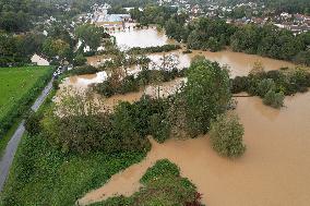 Aerial views - Storm Kirk Causes Flooding Of The Grand-Morin River - Pommeuse