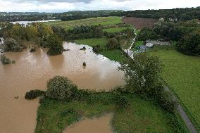 Aerial views - Storm Kirk Causes Flooding Of The Grand-Morin River - Pommeuse