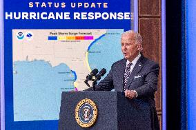 US President Joe Biden delivers remarks on the federal response to hurricane Milton