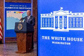 US President Joe Biden delivers remarks on the federal response to hurricane Milton