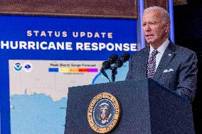 US President Joe Biden delivers remarks on the federal response to hurricane Milton