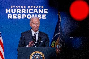 US President Joe Biden delivers remarks on the federal response to hurricane Milton