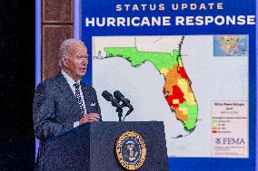 US President Joe Biden delivers remarks on the federal response to hurricane Milton