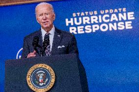 US President Joe Biden delivers remarks on the federal response to hurricane Milton