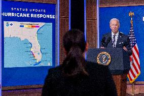 US President Joe Biden delivers remarks on the federal response to hurricane Milton