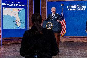 US President Joe Biden delivers remarks on the federal response to hurricane Milton