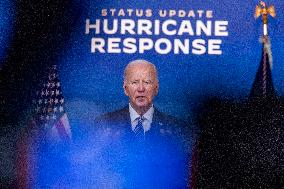 US President Joe Biden delivers remarks on the federal response to hurricane Milton