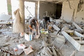 Rubble Inside The Abdel Fattah Hamoud School - Gaza