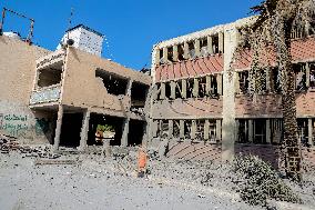 Rubble Inside The Abdel Fattah Hamoud School - Gaza