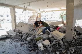 Rubble Inside The Abdel Fattah Hamoud School - Gaza