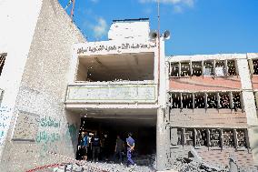 Rubble Inside The Abdel Fattah Hamoud School - Gaza