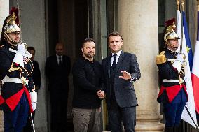 French President Macron Hosts Ukrainian President Zelensky In Paris