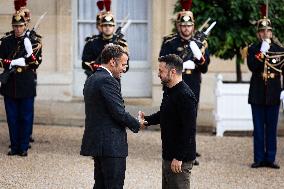 French President Macron Hosts Ukrainian President Zelensky In Paris