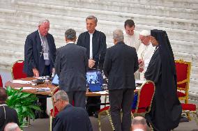 Pope Francis Attends Instrumentum Laboris Session at Paul VI Hall