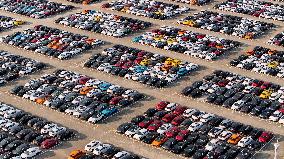 Vehicles Parked at An Auto Manufacture in Ningde