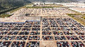 Vehicles Parked at An Auto Manufacture in Ningde