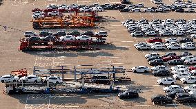 Vehicles Parked at An Auto Manufacture in Ningde