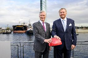 King Willem-Alexander And King Filip Open New Lock - Terneuzen