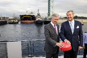 King Willem-Alexander And King Filip Open New Lock - Terneuzen