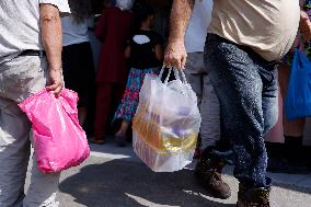 Bags And Boxes Carried By Immigrants, Ready To Be Filled With Food - Beirut