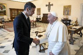 Pope Francis Private Audience With Pedro Sanchez Perez-Castejon - Vatican