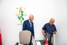 President Kais Saied And His Brother Naoufel Saied During 2019 Presidential Election In Tunis